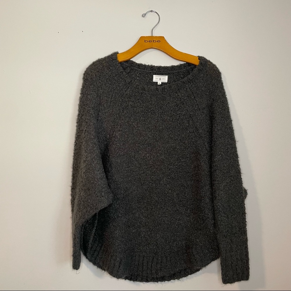 Lou & Grey Charcoal Round Hem Poncho Style Sweater in size M-L